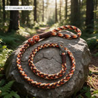 Meadow Bloom artisan braided dog leash in 03 Cinnamon Latte with flower beads - Rove Cord
