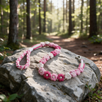 Floral Reverie gradient rose pink and white floral braided dog leash with pearls - Rove Cord
