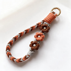 Braid & Carry floral braided cotton phone strap in Terracotta Bloom with pearl flowers - Rove Cord
